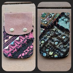🍄🪬 Free People Boho Embroidered Repurposed vtg banjara hippie Wallet card case